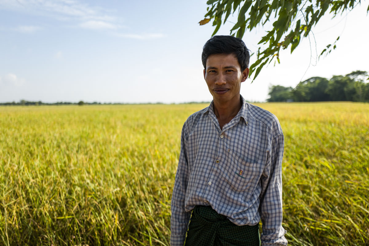 Burmese farmer, shot wide open in sun