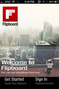 Flipboard for iPhone: welcome screen