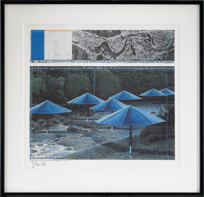 Framed sketch for the Japan side of The Umbrellas