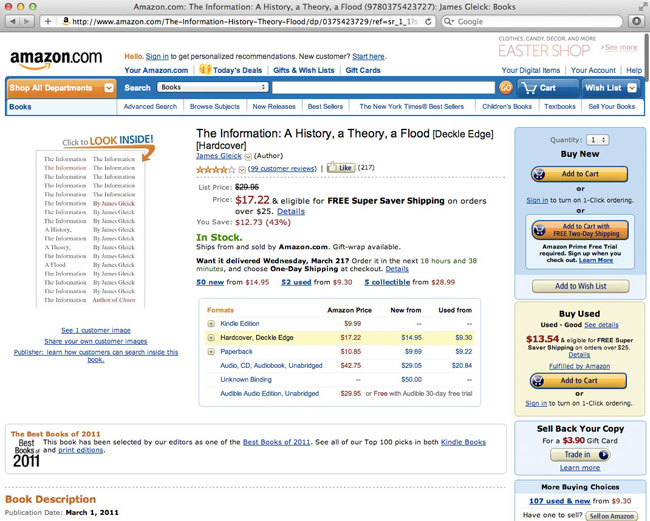 Amazon's individual book result page