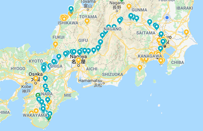 My route across Japan