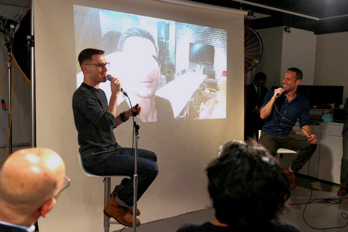 Craig and Dan presenting at the Leica launch party