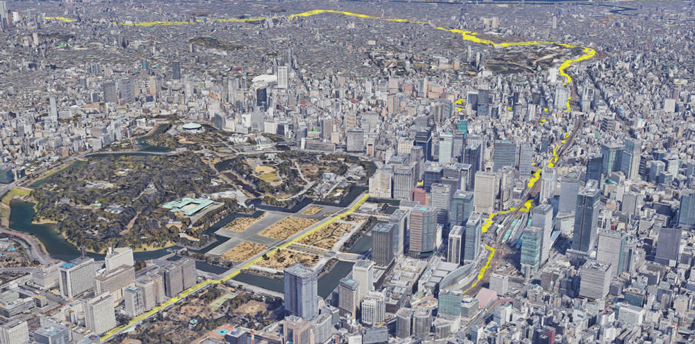 Google maps view of central Tokyo