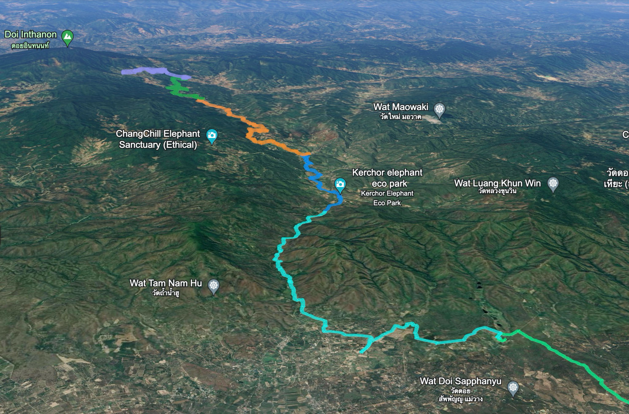 our thai route in google earth