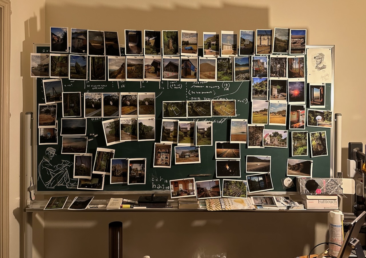 Photos on a blackboard