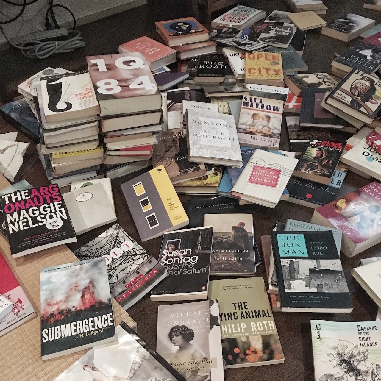 books on the floor