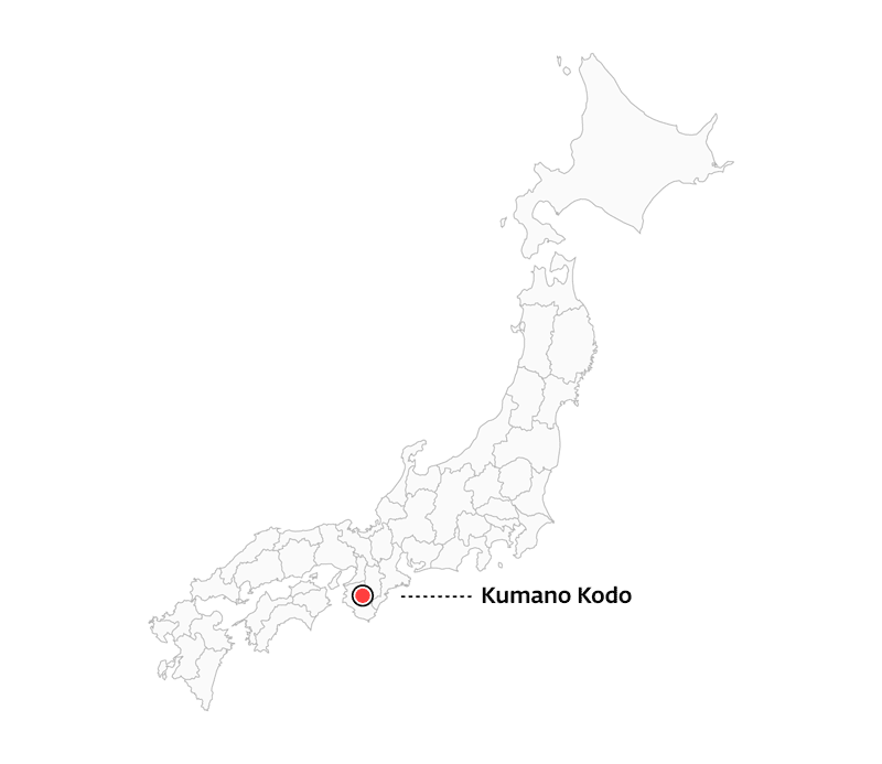 The Kumano Kodo on a map